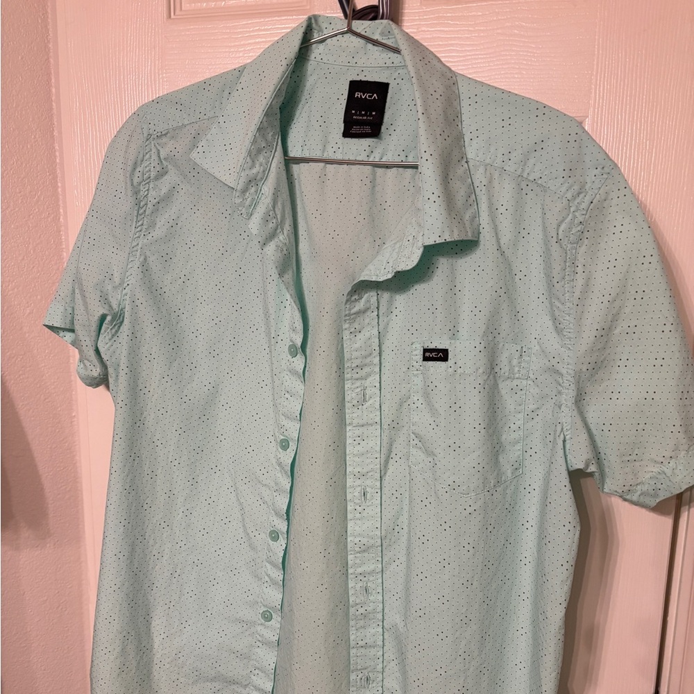 RVCA Men's Mint Green Casual Button Down Shirt